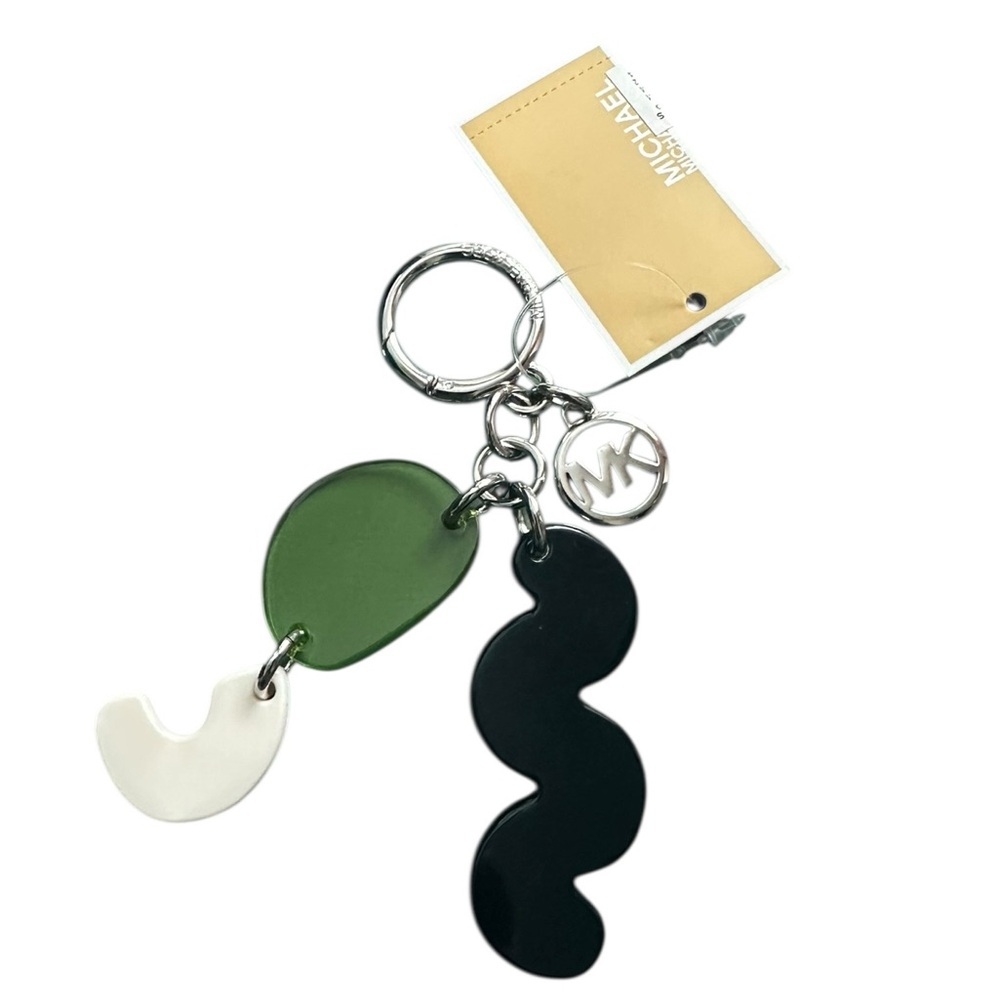 Michael Kors Navy, Green, and Cream Keychain